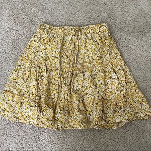 Yellow Floral Mini Skirt